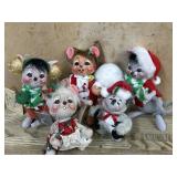 5- Small grey Annalee doll mice