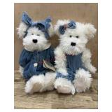 2- Boyds Bears 14 inch White bears in blue