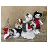 Annalee doll snowman, Mouse in boot, mouse in