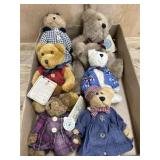 6- Various size Boyds Bears in dresses and