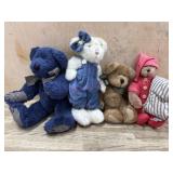 4- blue, brown and white Boyds Bears and cat  10