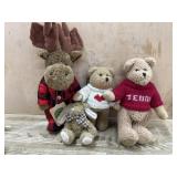 Boyds Bears Moose in plaid, rabbit and bears