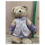 16 inch Boyds bear in purple checkered dress