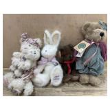 4- Boyds bears and white  rabbit various sizes