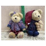 2- 10 inch Boyds Bears in red and blue outfits