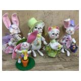 4- Annalee doll Easter Rabbits  6 inch