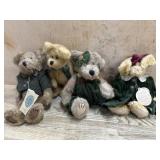 4- Boyds 8 inch Bears dressed in green