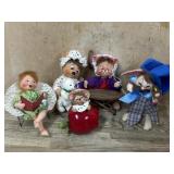 5- Annalee dolls 5 inch, Doll with bear, doll