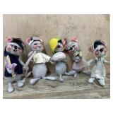 Flat of 5- Annalee doll Grey Mice dolls 7 inch