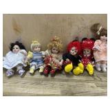 6- Marie Osmond porcelain cupcake dolls  clowns,