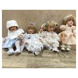 4- Lee Middleton miniature dolls  in white blue