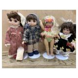 4- Various maker Porcelain dolls with stands