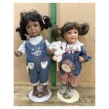 2- 12 inch porcelain Boyds Bears yesterday child