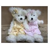 2- 14 inch white Boyds Bears with pink and yellow