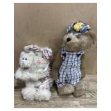 2- 13 inch Boyds Bears girl bears in plaid