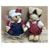 2- Boyds Bears 10 inch bears in American clothing