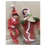 Annalee doll 17 inch Caroler and 17 inch Elf