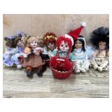 6- Marie Osmond porcelain cupcake dolls  clowns,