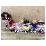 6- Marie Osmond porcelain cupcake dolls  clown,