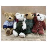 4- 8 inch Boyds Bears all dressed in red and