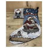 Boyds Bear stocking and mini pillow