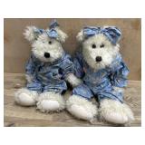 2-16 and 14 inch Boyds Bears in blue jumpsuits