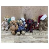 Flat of 8  Boyds Bears 5 inch Snowman, cat and