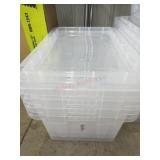 Four clear totes with 2 lids both lids appear