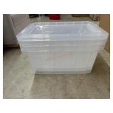 4-40qt plastic storage totes- 3 lids
