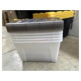 5- 40qt plastic storagw totes with lids- 3