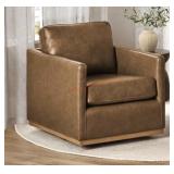 Modern Classic Leather Swivel Chair, Camel $499