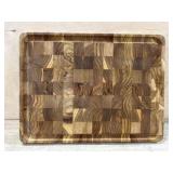 Used -Wooden Cutting Board With Checkered Design