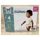 Size 4 Premium Diapers, 198-Count