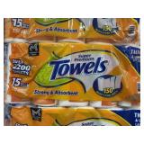 15 mega rolls paper towels orange top