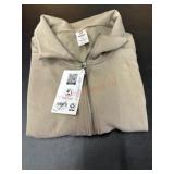 Beige Full-Zip Collared Sweatshirt