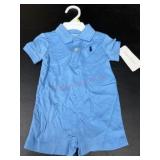 Infant Blue Polo Romper, Short-Sleeve
