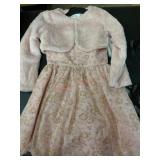 Girlsï¿½ Dress With Faux Fur Shrug, Size 6/6X