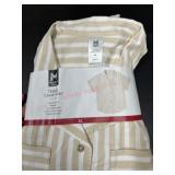 XL Tencel Camp Shirt in Beige Stripes