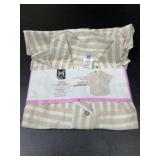 Short Sleeve Beige Striped Button-Up Shirt