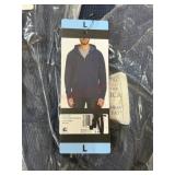 Full-Zip Textured Hoodie, Size L, Navy