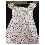 White Mini Dress with Cherry Pattern