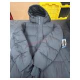 London Fog Black Long Puffer Jacket, Size Large