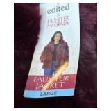 Women's Large Faux Fur Jacket, Burgundy