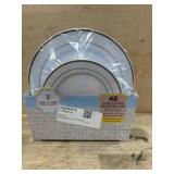 48 Luxe Plates in White with Gold Trim