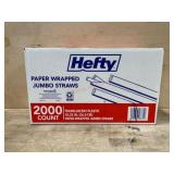 Hefty Paper Wrapped Jumbo Straws, 2000 Count