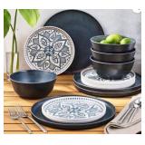 12-Piece Bamboo Melamine Dinnerware Set