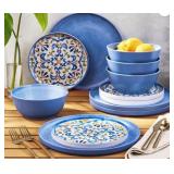 12-Piece Melamine Bamboo Dinnerware Set
