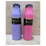 2 Zulu Water Bottles With Straws