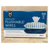 Flushable Wipes with Fresh Scent, 540 Count