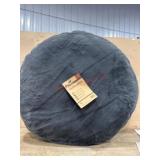 Round Gray Pet Bed with Plush Material